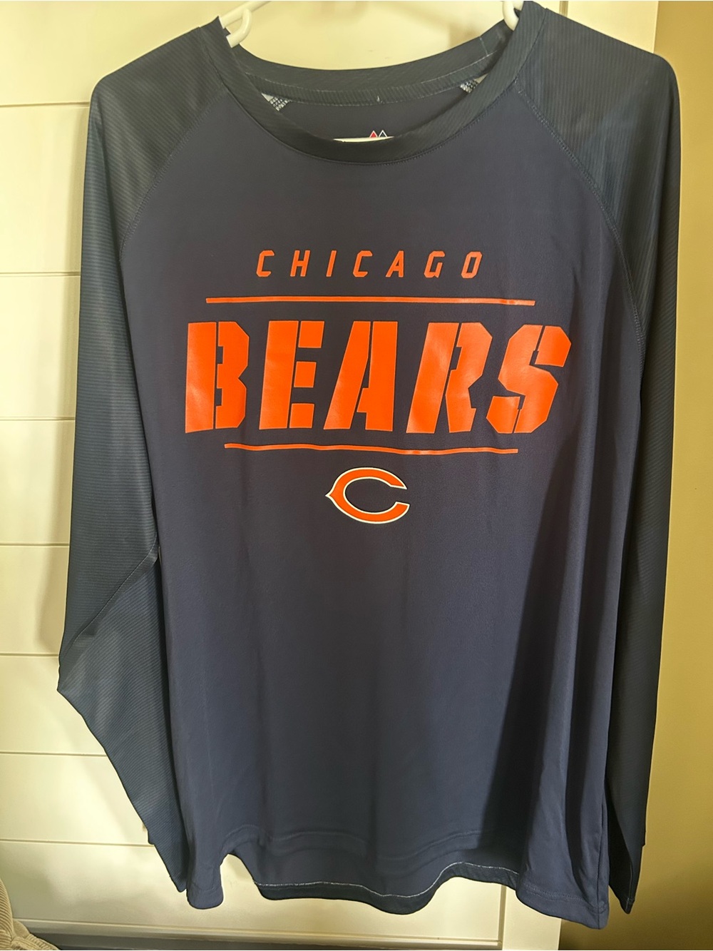 Majestic Navy and Orange Chicago Bears Long-Sleeve Shirt